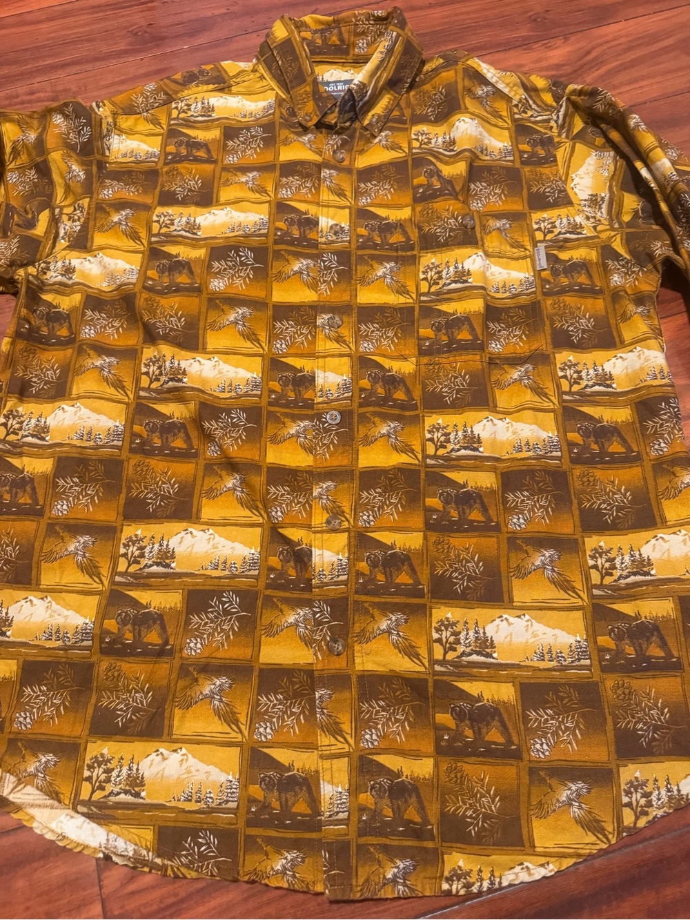 Woolrich Mustard Yellow Scenic Print Button-Down Shirt - Picture 11 of 11